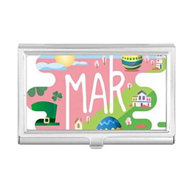 Imagem de Porta-cartões de visita com ilustração da estação do mês de março, porta-cartões