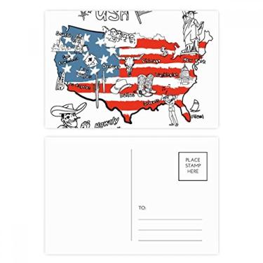 Imagem de Mapa dos Estados Unidos Ilustração Palavra Liberdade Conjunto Cartão Cartão Postal Aniversário