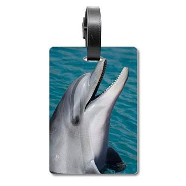 Imagem de Bolsa de viagem com imagem de natureza de golfinho de água oceânica etiqueta para cartão de bagagem