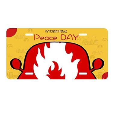 Imagem de DIYthinker Placa de carro com placa de aviso quadrada vermelha fogo decoração Dia da Paz