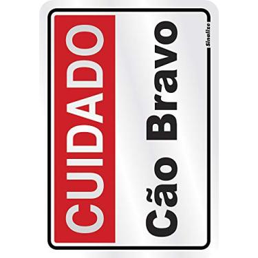 Imagem de Placa em Alumínio 16X23 Cm - Cuidado Cão Bravo, SINALIZE, 150AD, Prata