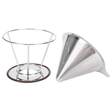 Imagem de BHDK Filtro de café reutilizável, filtro de café reutilizável de camada dupla, durável com suporte para viagem, acampamento, casa, escritório