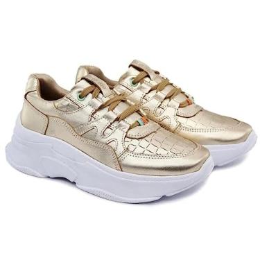 Imagem de Tênis Feminino Couro Chunky Sneaker Griffe Kati 2002 (Dourado, br_footwear_size_system, adult, numeric, numeric_39)