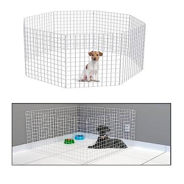 Imagem de Genérico Cercado para Cachorros Pequeno Médio Porte 60cm Altura Movel Dobravel 8 Telas Branco