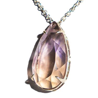Imagem de Colar Gota Facetado Pedra Ametrino Natural Garra Prata 950