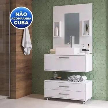 Imagem de Gabinete Branco P/ Banheiro 80cm Painel Balcão - Sem Cuba - Arte Cas