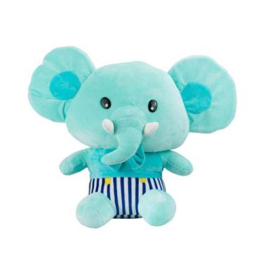 Imagem de Elefante Verde Orelhudo Sentado 34cm - Pelúcia - Fofy Toys