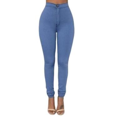 Imagem de Gerrit Calça legging feminina elástica cintura casual, Azul, P