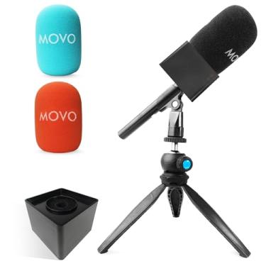 Imagem de Movo WMX-HM Adaptador de microfone de entrevista sem fio com bandeira de microfone e suporte de microfone - compatível com DJI Mic, Rode Wireless GO, Hollyland Lark e mais - para podcasts, entrevistas