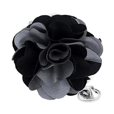 Imagem de Vittorio Vico Broche de lapela de flor de dois tons premium – broche formal para homens, broche de flor, 2.5" (6.36CM), Poliéster, Não aplicável