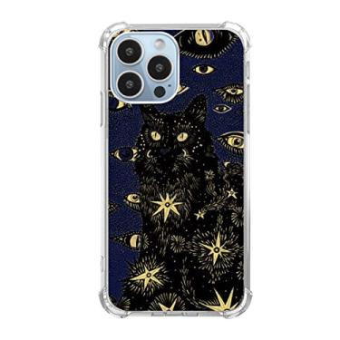 Imagem de BESUC WICH Capa de telefone psicodélico hippie gato compatível com iPhone 13 Pro, capa de gato preto de animal fofo e trippy legal para meninas meninos mulheres homens, capa protetora de TPU moderna