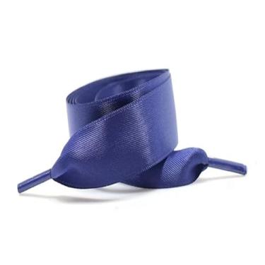 Imagem de Silk Satin Shoelaces Width Ribbon Flat Laces Women Boots Sneakers Shoelace Shoe Accessories (Color : Navy blue, Size : 120cm)