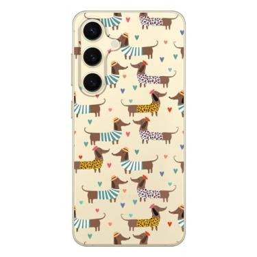 Imagem de Blingy's Capa para Samsung Galaxy S24, adorável estilo cachorro Dachsund com padrão de corações estilo animal fofo transparente macio TPU capa transparente 6,2 polegadas (Dachsunds em camisas)