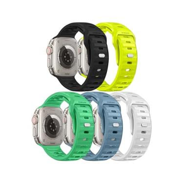 Imagem de DONEGANI UC5 Correia desportiva compatível para Apple Watch series Ultra 9 8 7 6 5 4 3 2 1 SE 49 mm 45 mm 44 mm 42 mm 41 mm 40 mm 38 mm preto pacote B 5 pulseira Strap cores