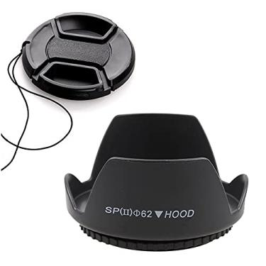 Imagem de Para-sol de flor tulipa de 62 mm e tampa de lente compatível com lentes AF-S Nikkor 60 mmf/2.8G ED (1 + 1 pacote)