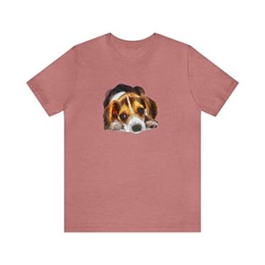Imagem de Beagle 'Daisy Mae' - Camiseta de manga curta unissex Jersey by Doggylips™, Heather Mauve, XXG