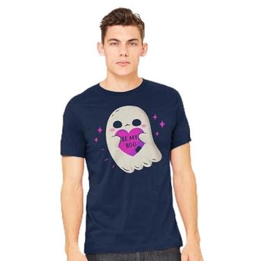 Imagem de TeeFury - Be My Boo - Camiseta masculina Halloween, fantasma,, Azul marino, 4G