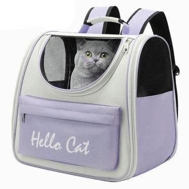 Imagem de Mochila Bolsa Transporte Pet Cachorro Gato Bolso Ventilado Vista Panoramica Viagem Passeio Role Saida Caminhada