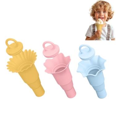 Imagem de Suporte de sorvete dobrável para picolé com tampa de vedação, 3 peças de molde reutilizável de picolé de gelo caseiro para suco e smoothies de frutas, moldes de gelo para freezer
