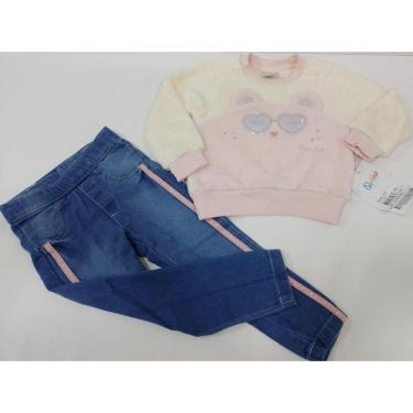 Imagem de Conjunto Blusa Pelo Calça Jeans Menina Inverno Paraiso 13181-Feminino