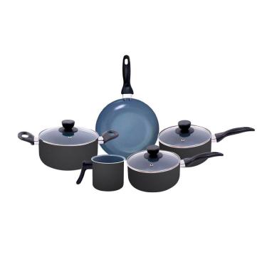 Imagem de jogo de panelas 5 pçs antiaderentes de cerâmica e alumínio - oikos