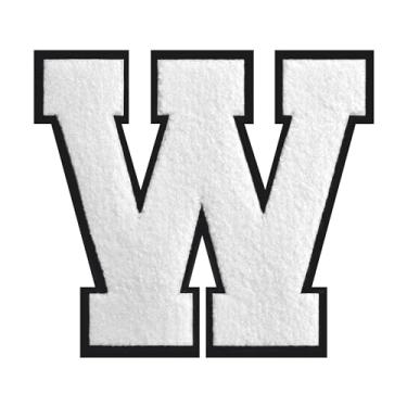 Imagem de Remendos de letras de ferro de 16,5 cm branco chenille remendos de letras grandes do time universitário adesivos de jaqueta Letterman para roupas (Branco-W)