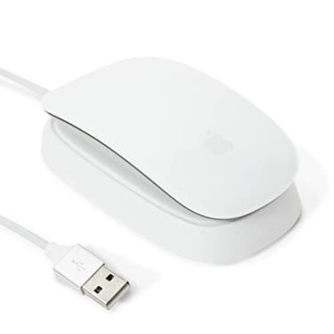 Imagem de Ascrono Estação de carregamento compatível com Apple Magic Mouse 2 - Branco - Acessórios perfeitos | Usável como base de carregamento, suporte e carregador | Inclui cabo USB-A de 1,5 m | Conector
