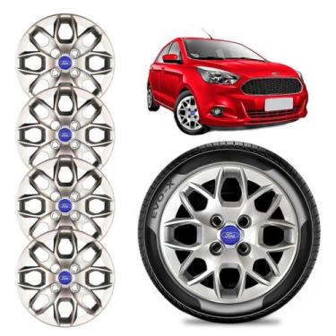 Imagem de Jogo 4 Calotas Novo Ford Ka Aro 14 2017 2018 2019 2020 Prata - GFM - C