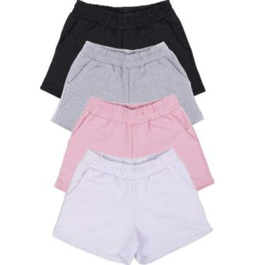 Imagem de Kit Com 4 Shorts Feminino Moletom dia a dia Confortável Super Leve - A