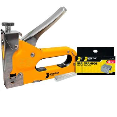 Imagem de Kit Grampeador Tapeceiro Estofados 4-14mm com Grampos 8mm 2000Unid Fer