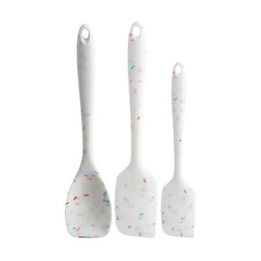 Imagem de Conjunto de 3 peças de espátula e colheres de silicone Trudeau White Confetti