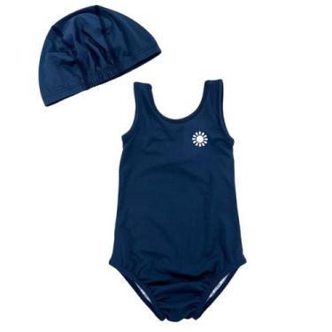 Imagem de Maiô + Touca Natação Infantil Menina Proteção Uv C/elastano - Fofotinh