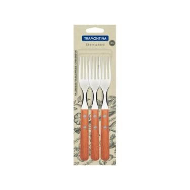Imagem de Jogo de Garfos de Mesa Tramontina Inox Dynamic 3 Peças, Castanho