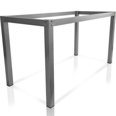 Imagem de Base De Mesa Retangular Olten Prata P/ Tampos de 1,50x0,80 Vidro Pedra