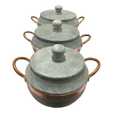 Imagem de Jogo De Panelas Pedra Sabão Bojuda Com Tampa De Pedra - Sao Jose