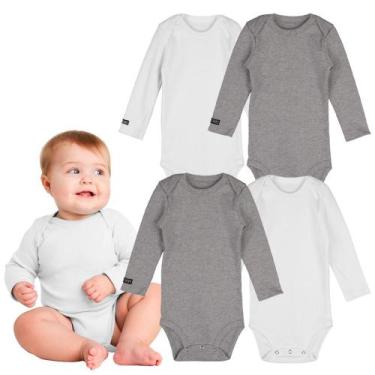 Imagem de Conjunto Body Algodao Manga Longa Cores Neutras - Hype Kids, Kit branc
