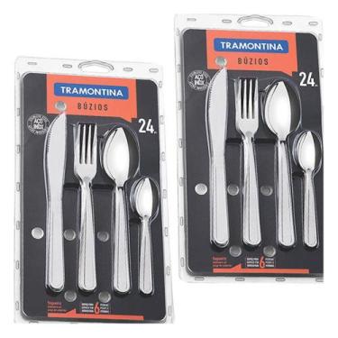Imagem de Faqueiro Tramontina 2 Unidades de 24 Peças Búzios com Láminas e Cabos 