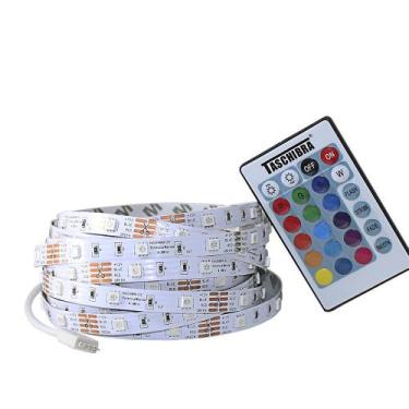 Imagem de Fita LED Colorida Com Controle RGB 4,8W  05 metros - 12V Com Fonte Biv