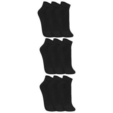 Imagem de Kit com 9 Meias Esportiva Cano Curto Trifil 8004, Preto, 31-34