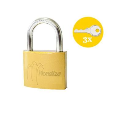 Imagem de KIT 2 Cadeado 48 Mm p/ janelas, correntes c/ 3 chaves -21505 - mz