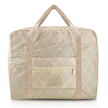 Imagem de Bolsa De Viagem Dobrável Retangular Estampa Listrada Jacki Design Creme