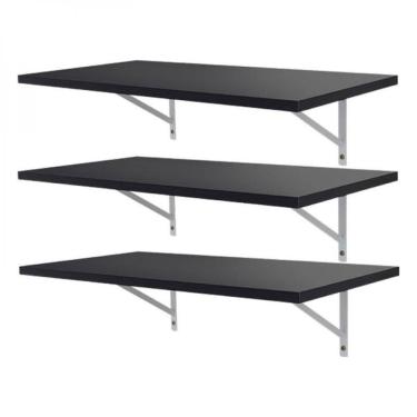 Imagem de Kit 3 Prateleiras 100 X 25cm Preta Com Mão Francesa