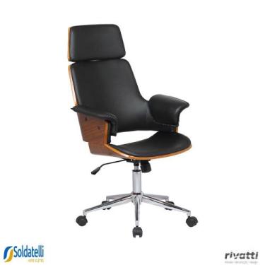 Imagem de Cadeira Office Coimbra PU Preta ou PU Marrom - Rivatti, PRETA