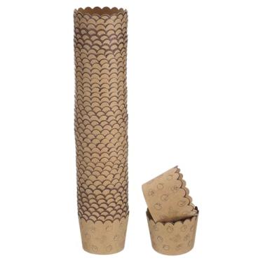 Imagem de HARFINGTON 50 peças de copos de papel pequenos marrons para muffins de papel kraft para cupcake, à prova de gordura, embalagens a granel descartáveis para casamento, aniversário, formatura, frutas