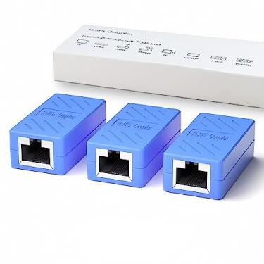 Imagem de Acoplador RJ45 em linha acoplador Cat7 Cat6 Cat5 Cat5e adaptador de extensor de cabo de rede Suporte 100BASE-TX (pacote com 3 azul)