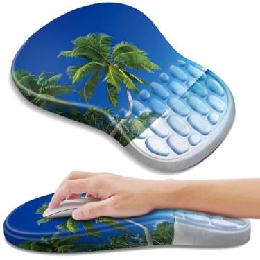 Imagem de YIWEI Mouse pad ergonômico com suporte para descanso de pulso, mousepad com descanso de pulso de espuma viscoelástica confortável e base de poliuretano antiderrapante para alívio da dor, computador,