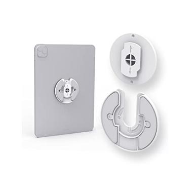 Imagem de NOTMBESTM Suporte universal para tablet de parede ajustável 90 graus giratório para iPad adequado para e-Reader/Kindle compatível com caixa de cabo/alto-falante inteligente/roteador Wi-Fi e mais (pacote com 2) (branco)