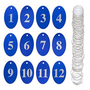 Imagem de StayMax Etiqueta oval de liga de alumínio com chaveiros, Azul, 1-50
