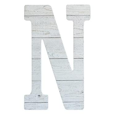 Imagem de COLLECTIVE HOME - Letras de madeira de 30,5 cm para decoração de parede, placa de parede rústica, placas de alfabeto decorativas, número de casa, decorações para festa de inauguração de casa de aniversário de casamento, branco lavado. (N)