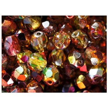 Imagem de 100 contas polidas a fogo 8 mm, vermelho mágico amarelo (maçã mágica de cristal), vidro tcheco